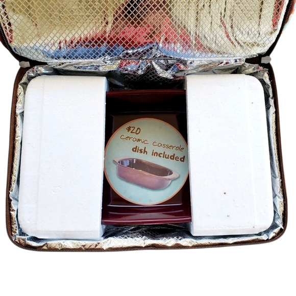 Deluxe Insulated Potluck Carrier Bag With Ceramic Dish New With Tag. - Picture 8 of 16